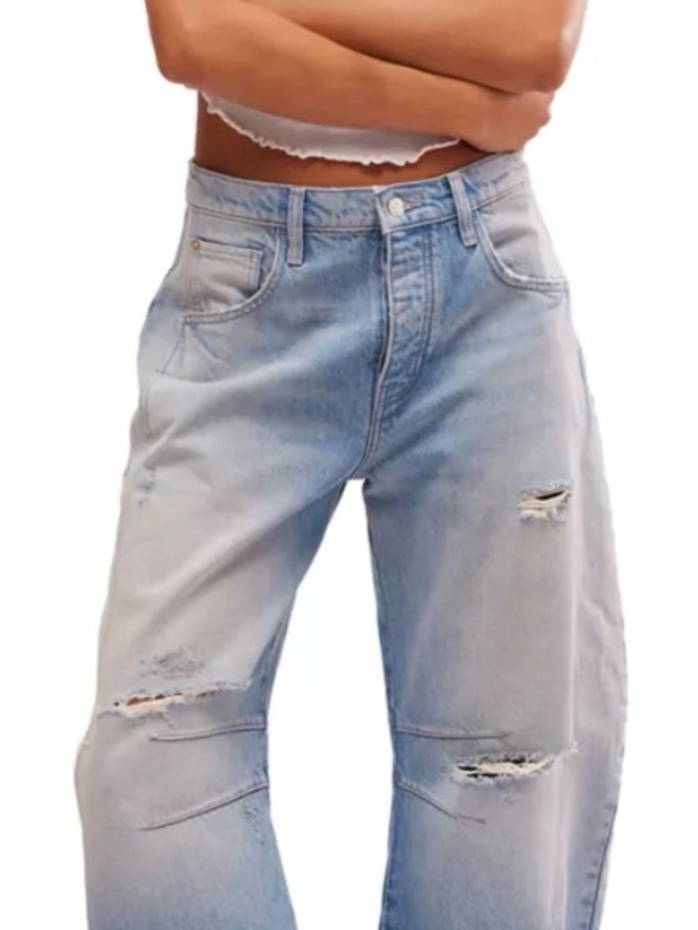Free People We The Free Good Luck Mid-Rise Barrel Jeans size 26 BNWT